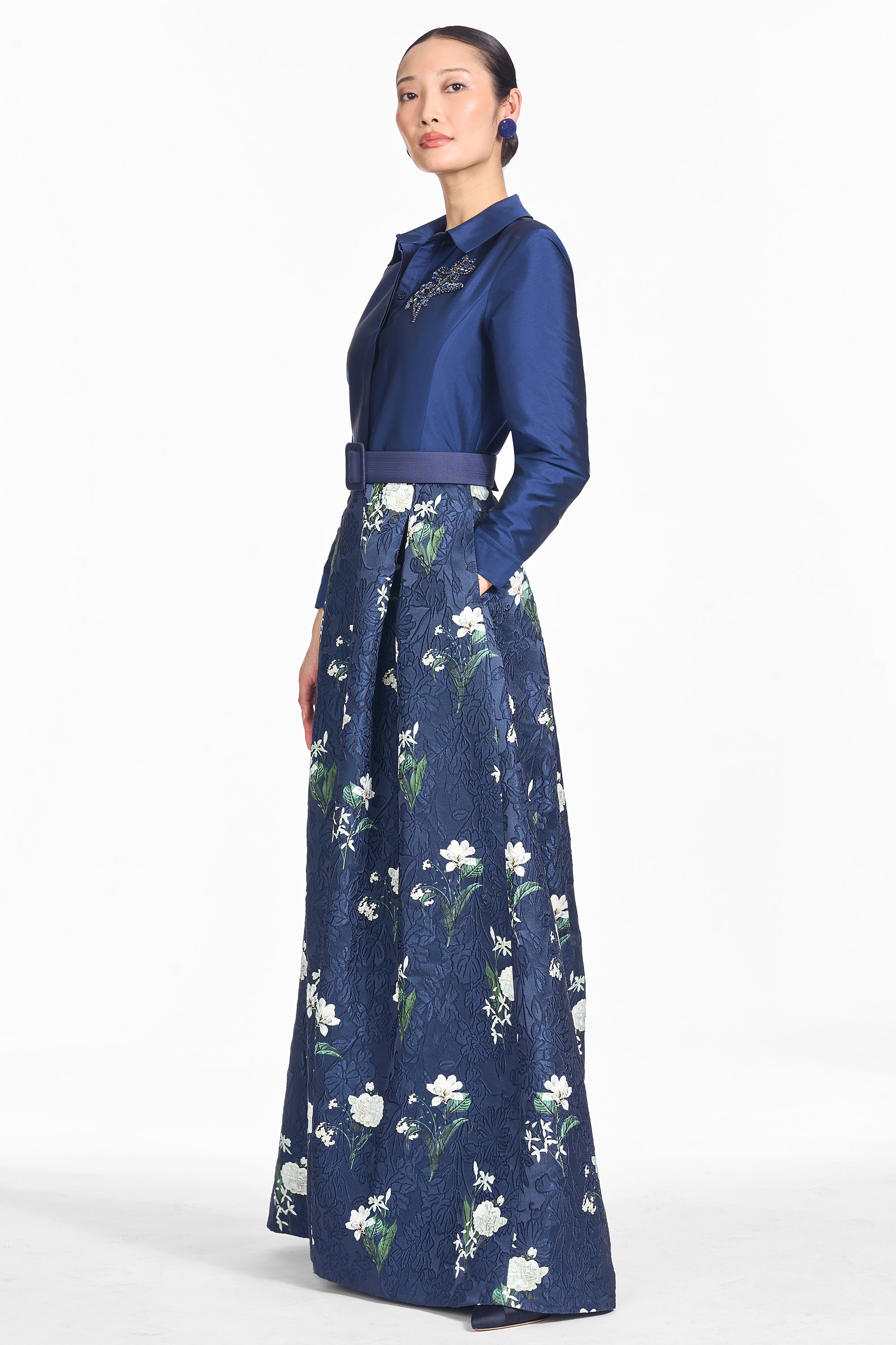 QUINN GOWN - NIGHTFALL/ALABASTER NOCTURNE FLORAL