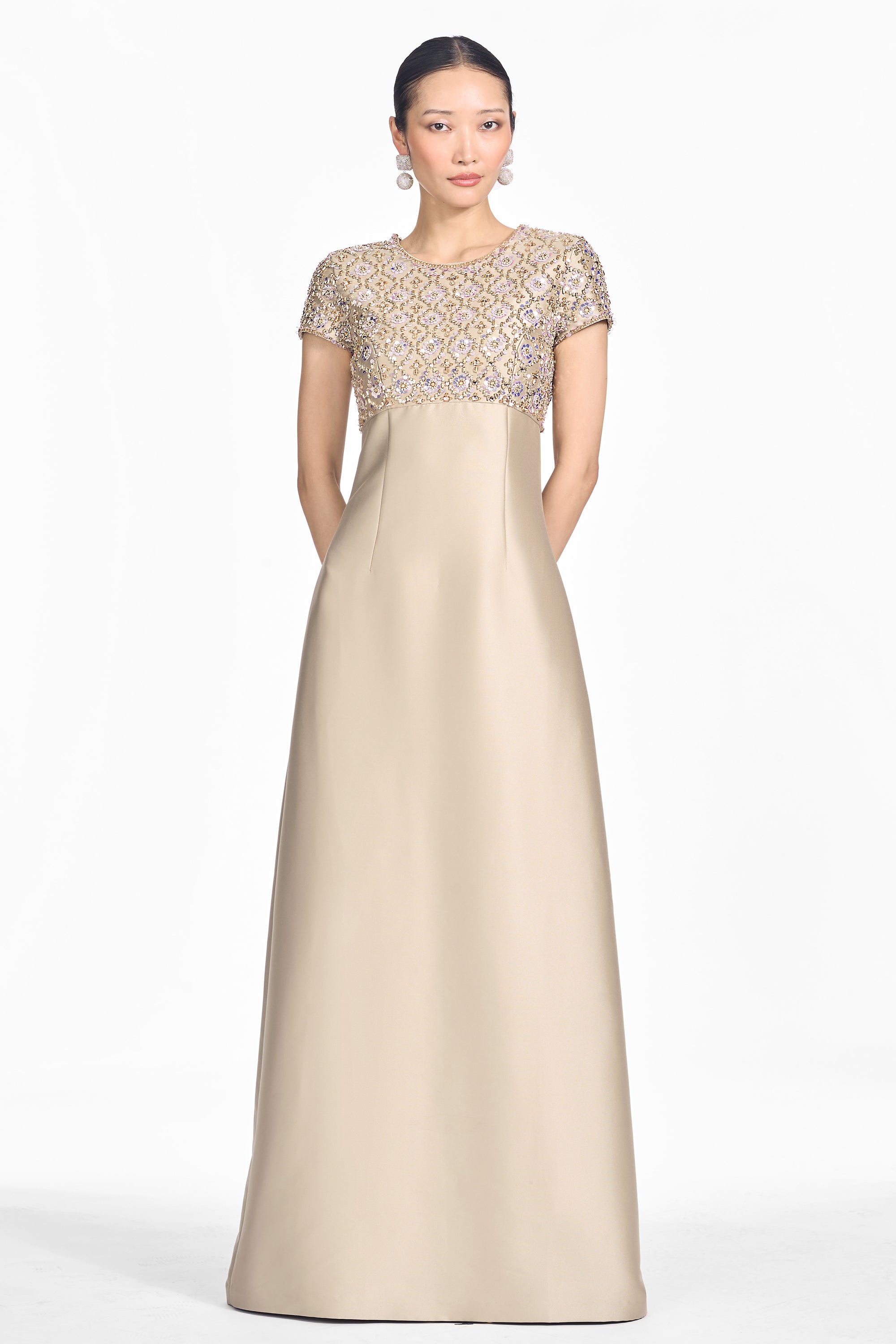 EMBELLISHED AMSTERDAM GOWN - CRYSTALINE PEWTER