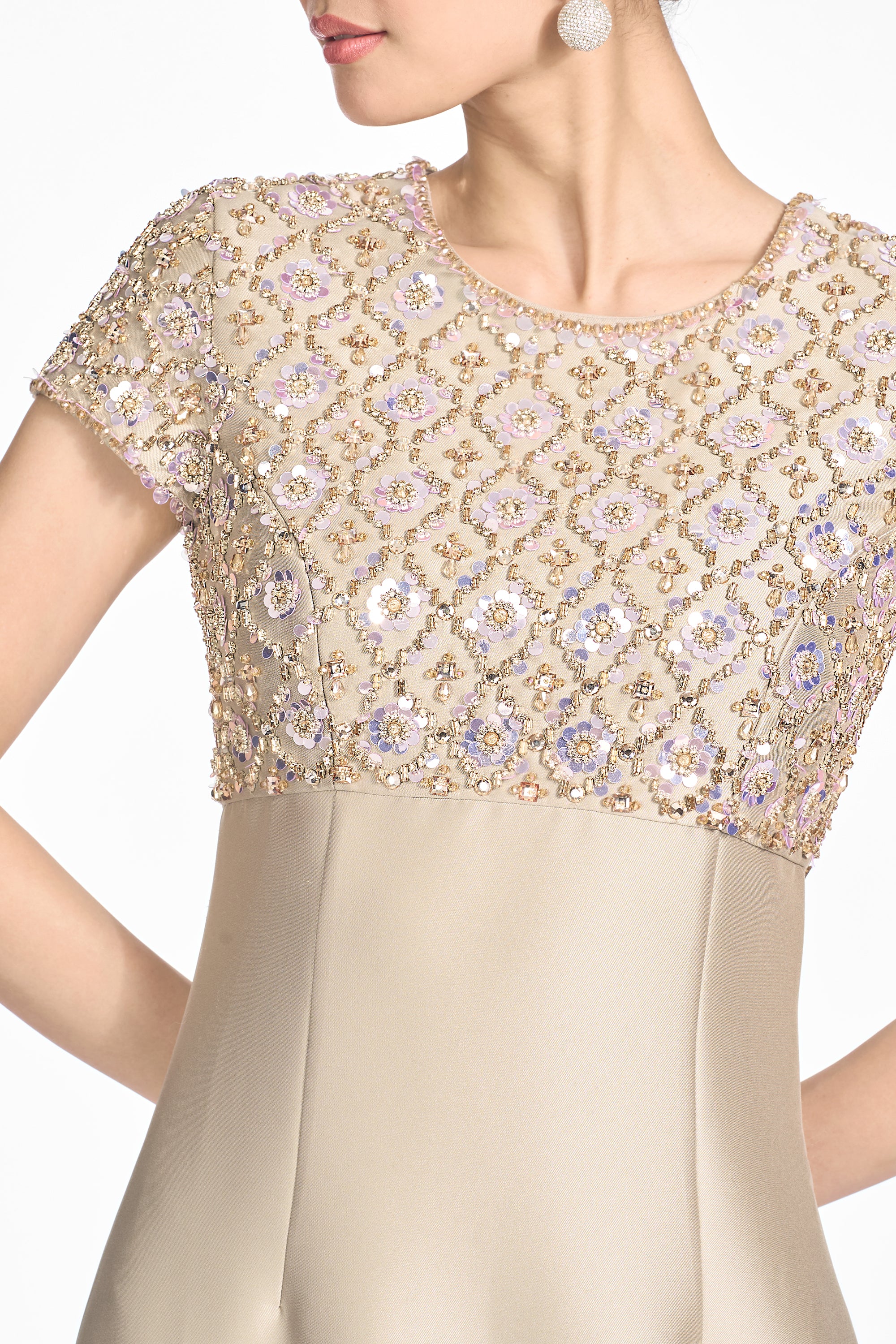 Embellished amsterdam gown   crystaline pewter