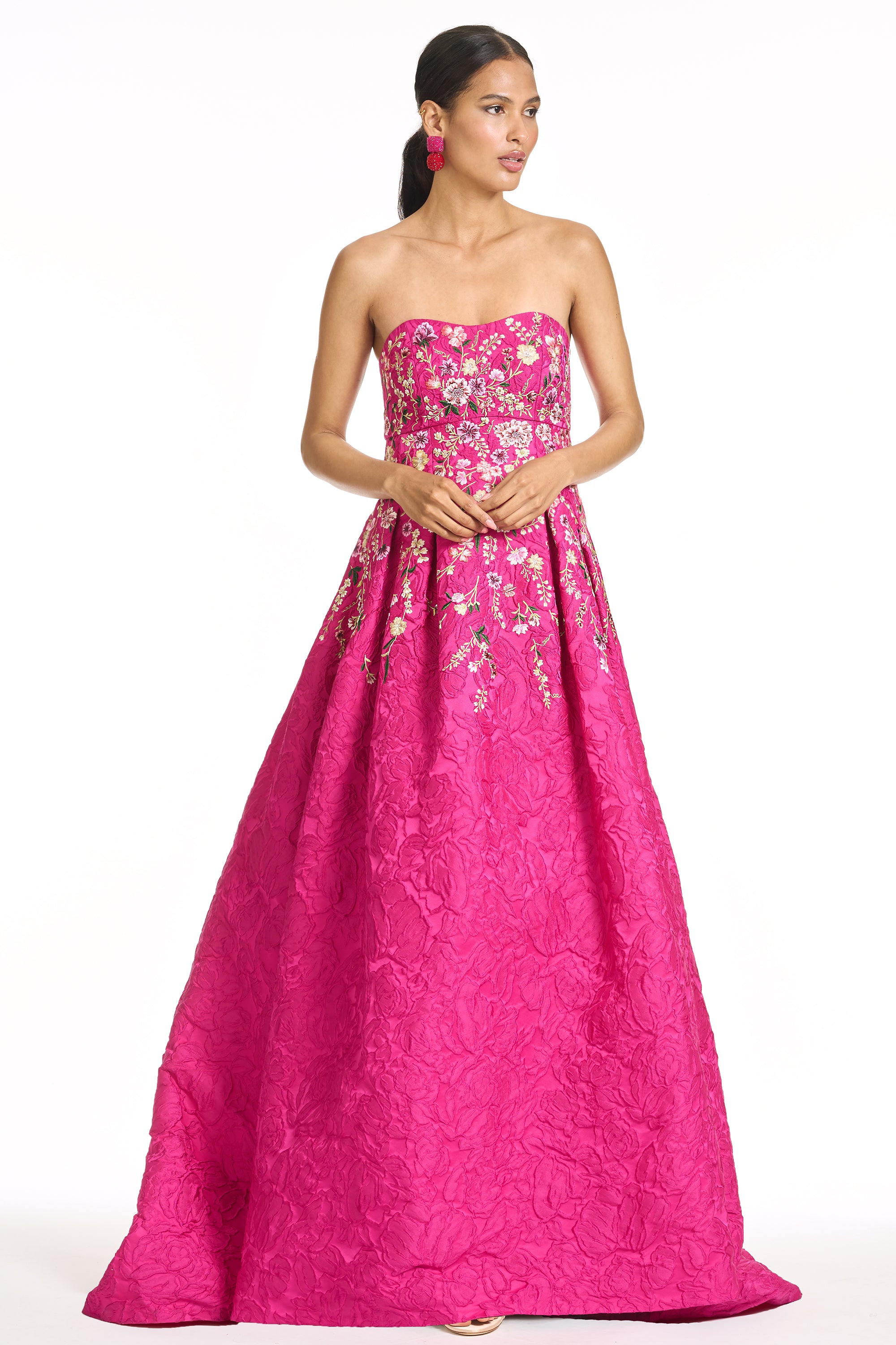 EMBROIDERED KIRAN GOWN - DEEP FUCHSIA