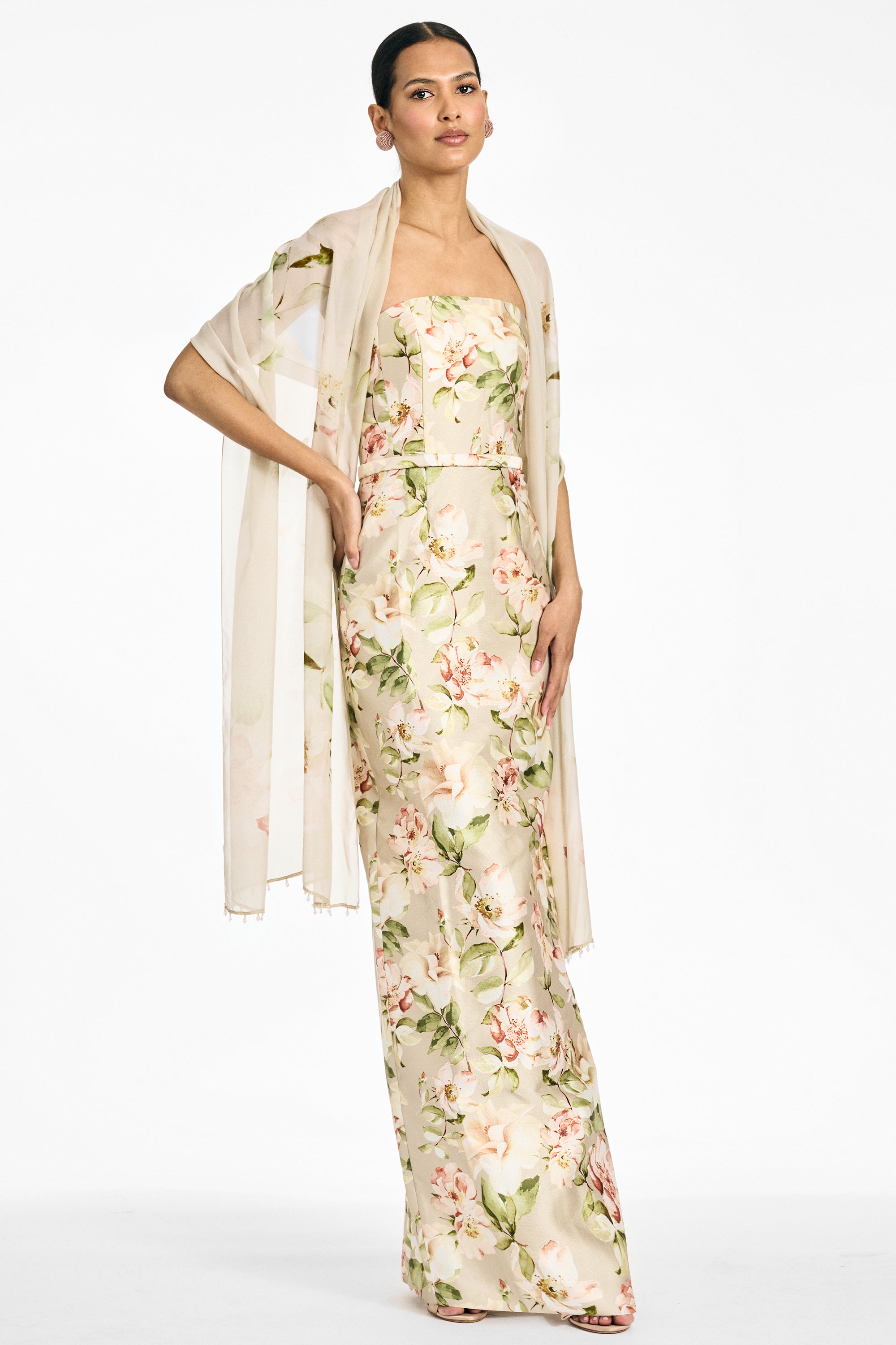 Embellished emmy scarf   pewter camellia