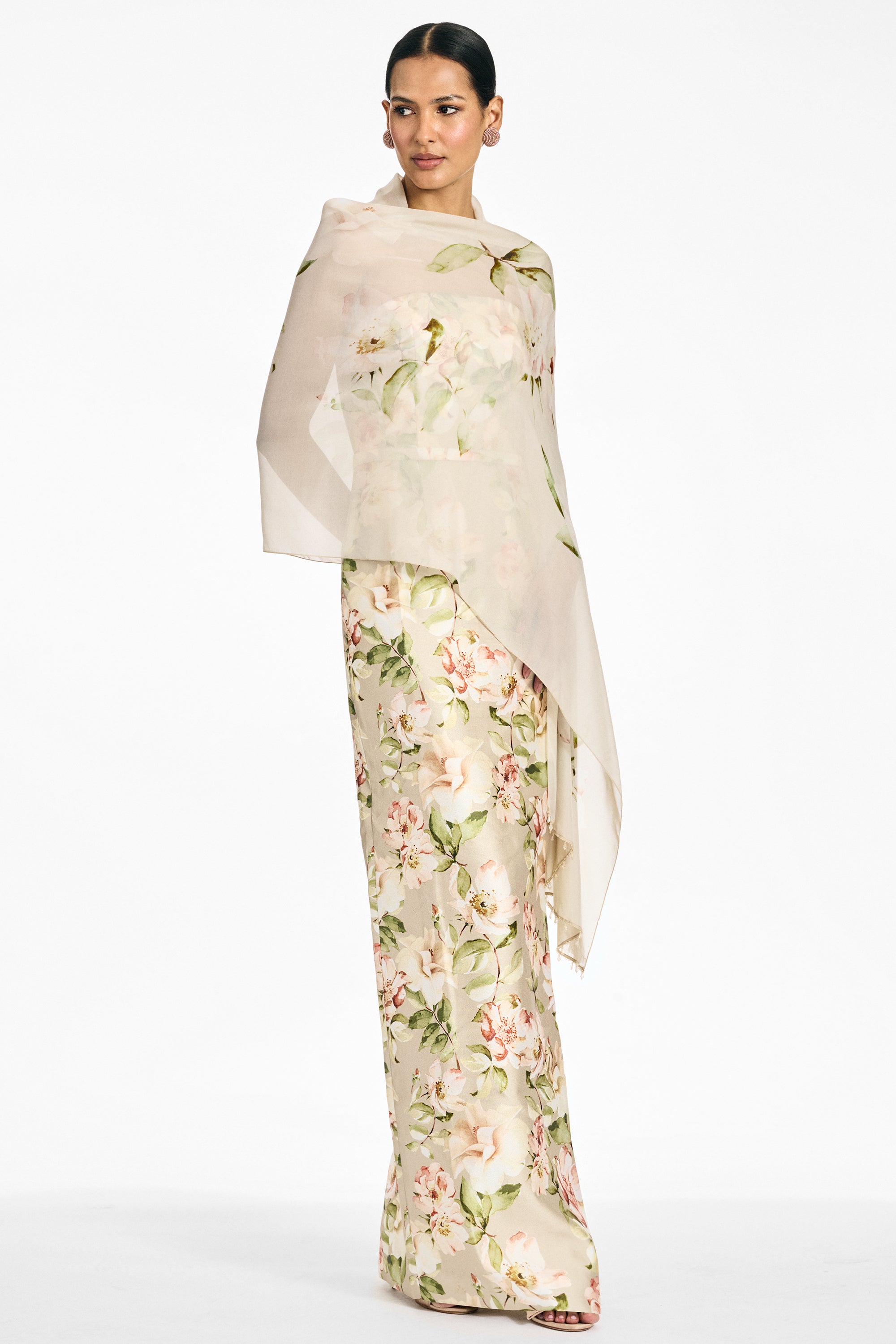 Embellished emmy scarf   pewter camellia
