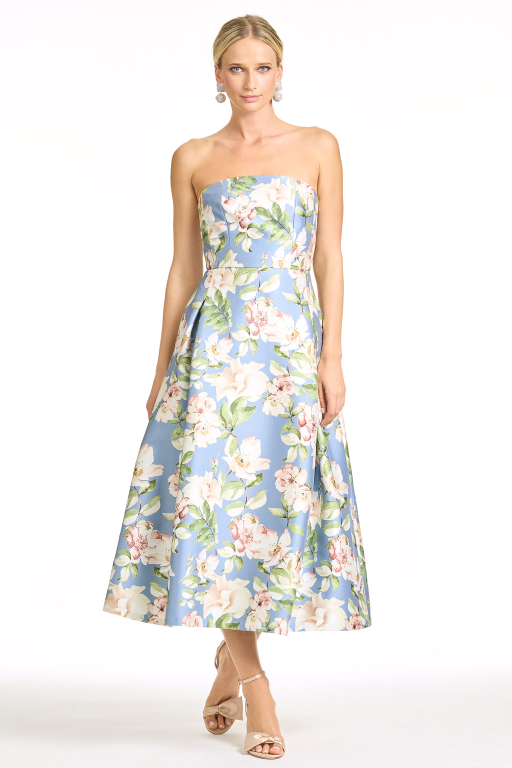 sachin and babi light blue dress Mare Mare Basque-Waist Mini Bubble-Hem Dress