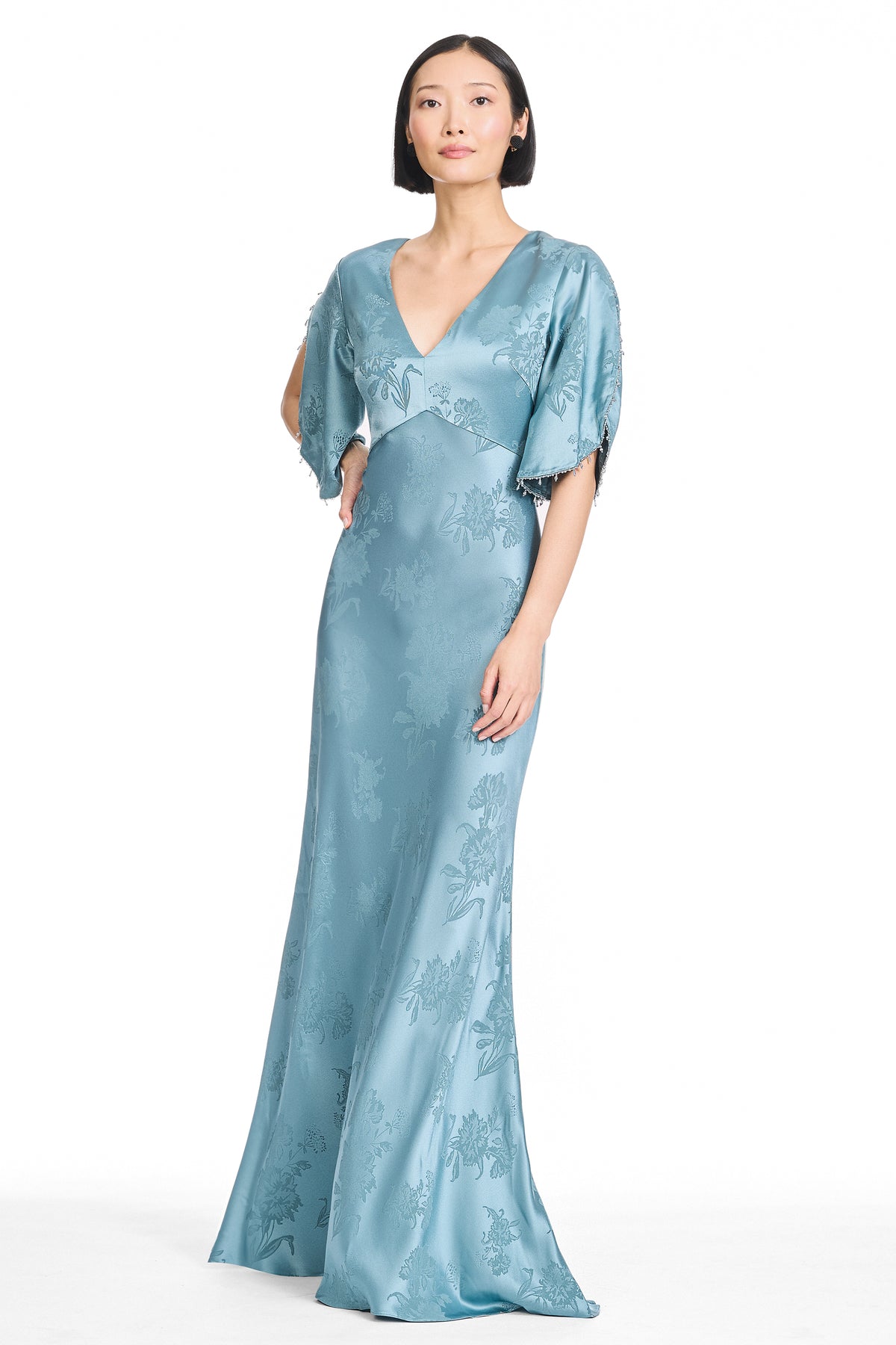 EMBELLISHED MAREN GOWN - SEAGLASS