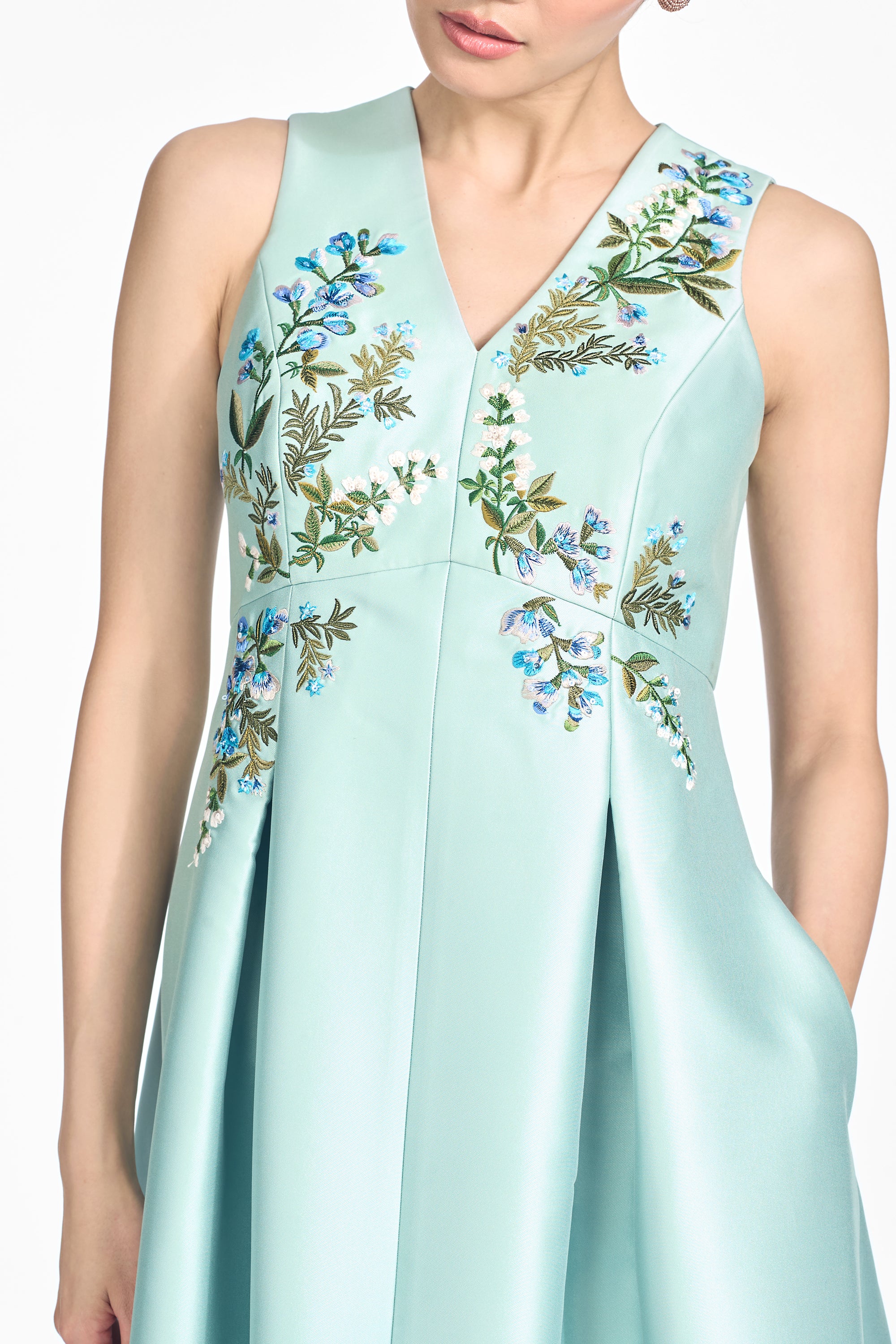 EMBROIDERED BROOKLYNNE GOWN - CELADON