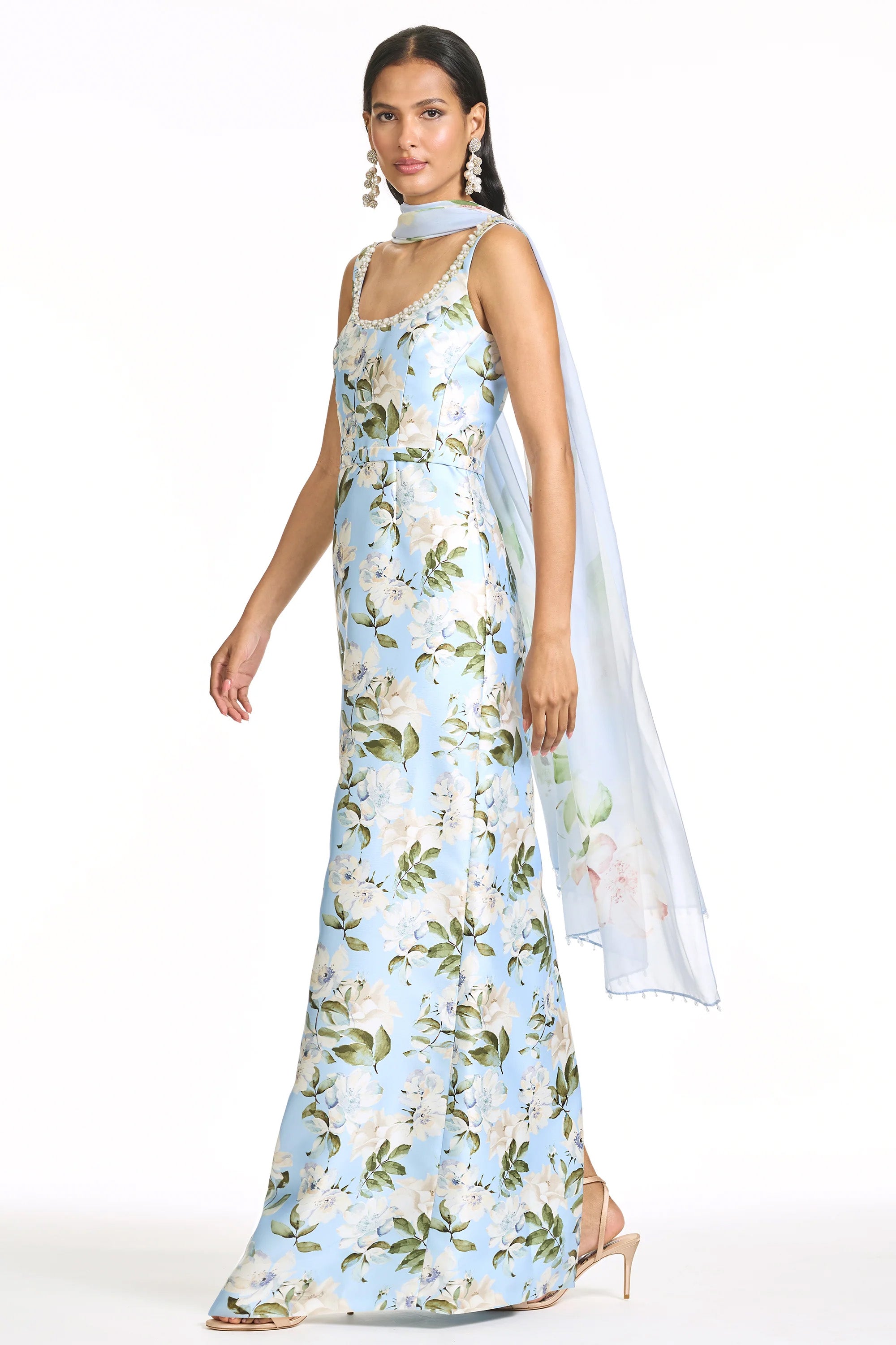EMBELLISHED LANA GOWN - SKY CAMELLIA
