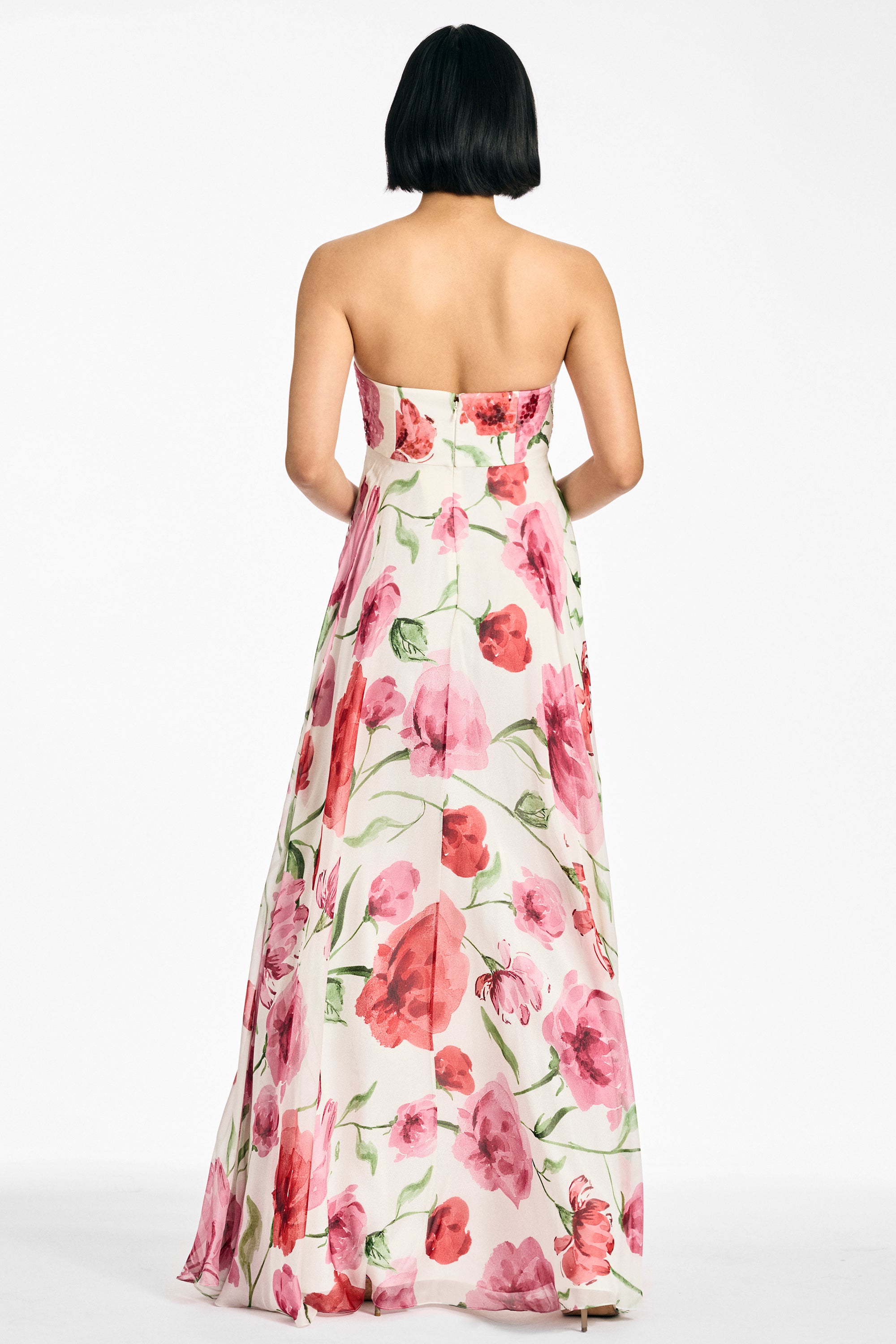 EMBELLISHED AMES GOWN - GRANDE WATERCOLOR POPPIES