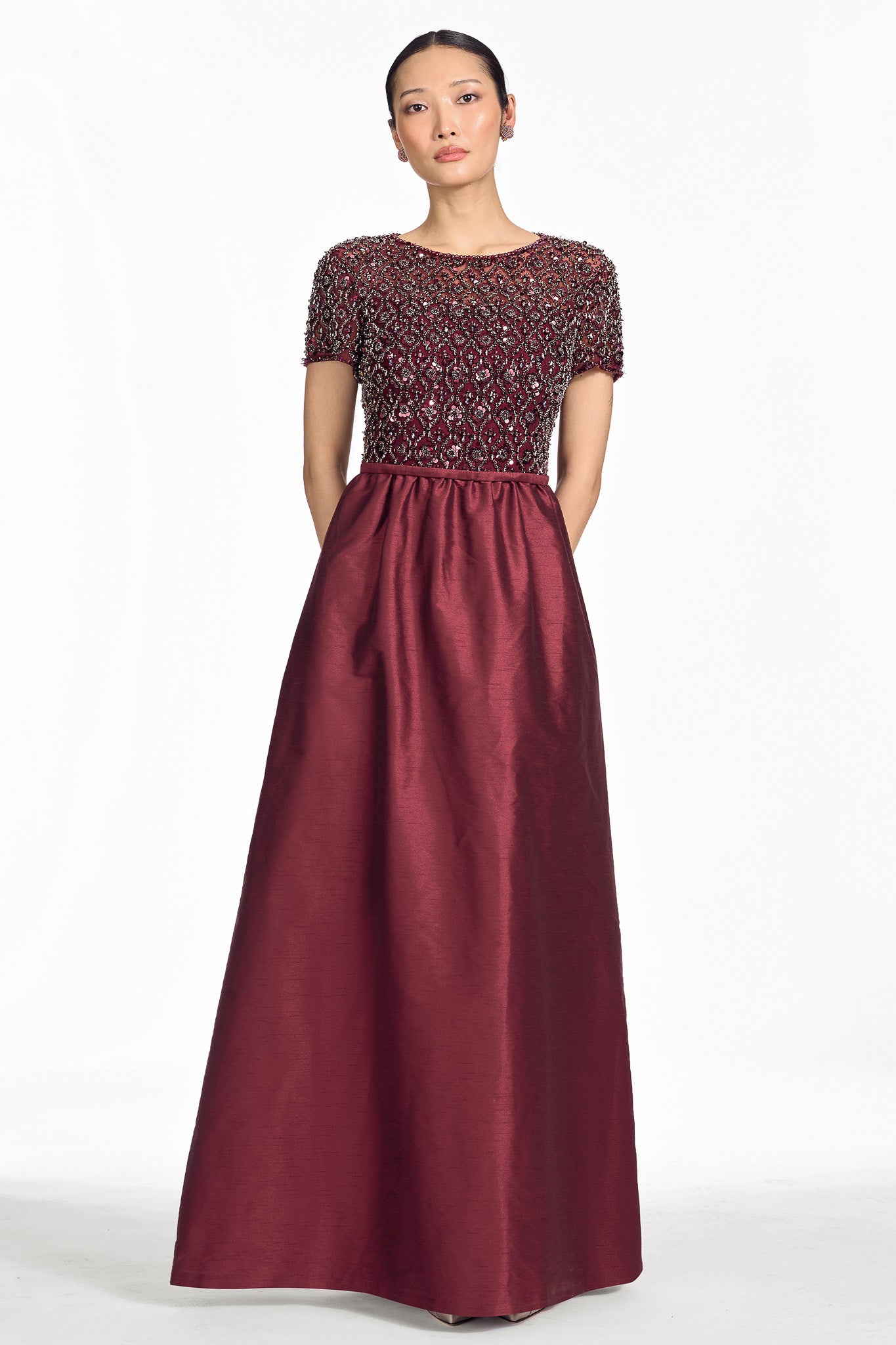 Embellished london gown   garnet