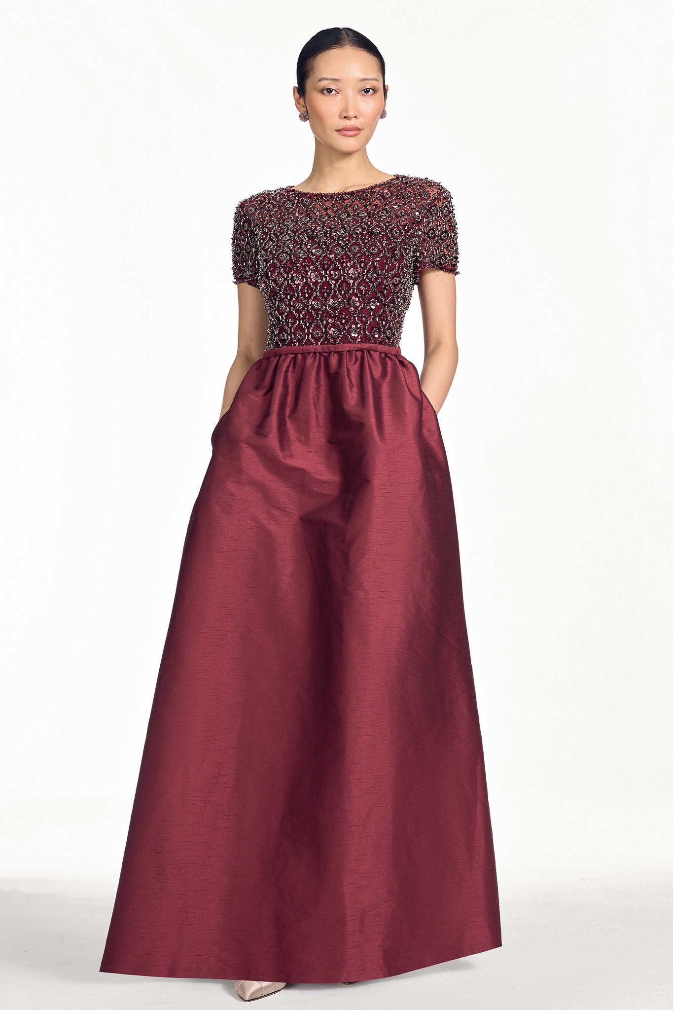 Embellished london gown   garnet