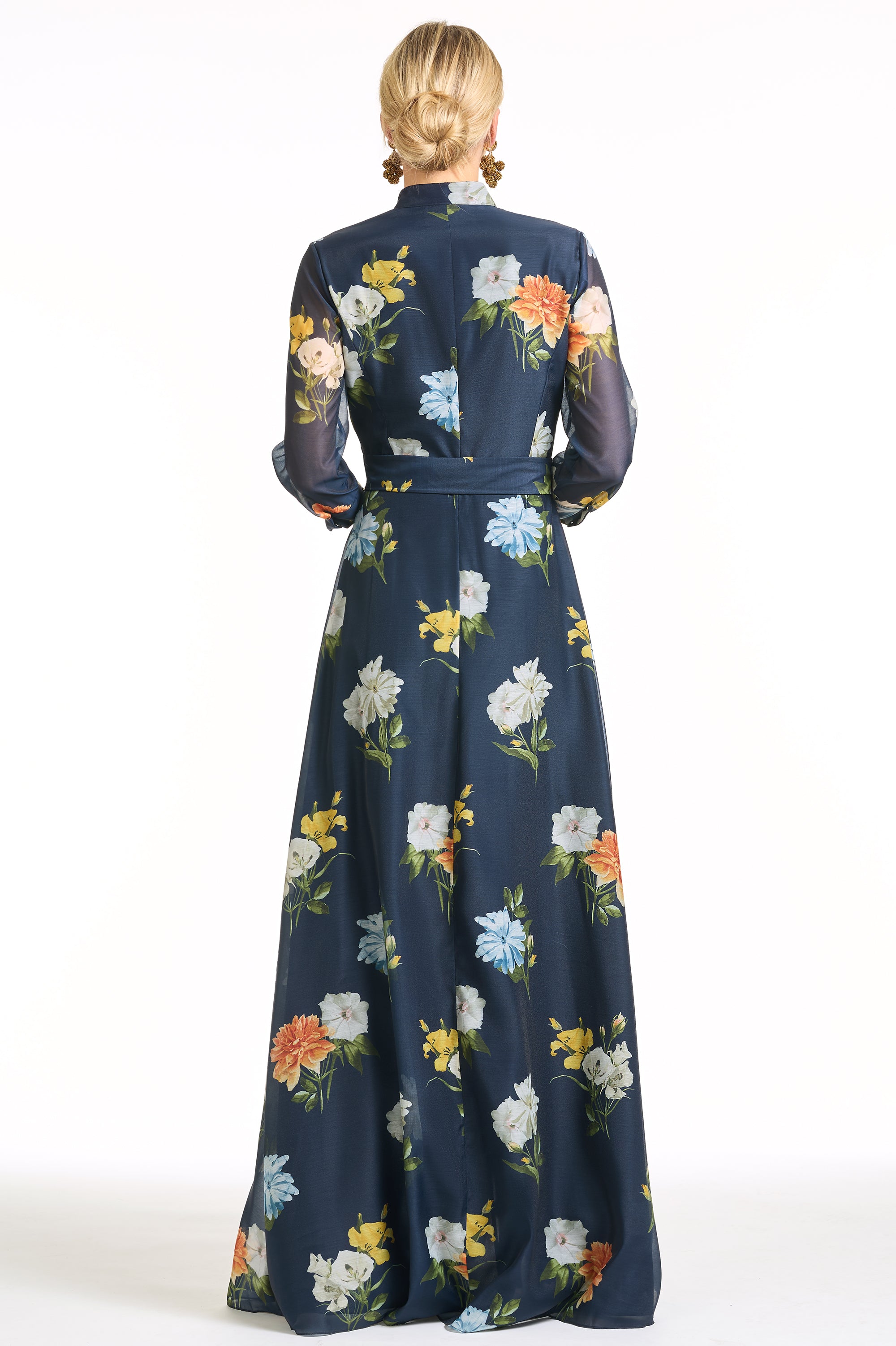 EMBELLISHED SLOANE GOWN - NAVY WILDLFOWERS