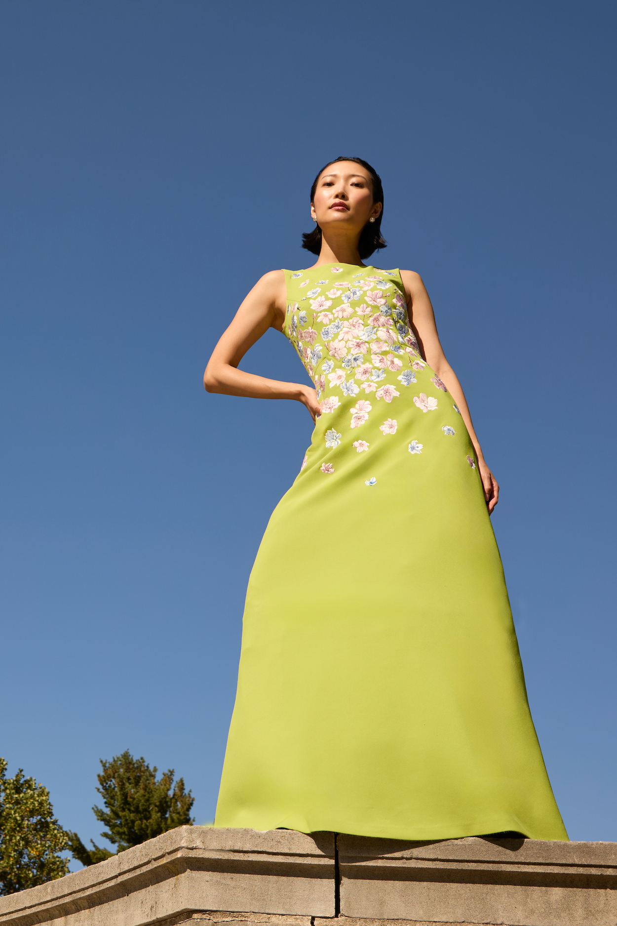 EMBROIDERED RAZIA GOWN - PERIDOT