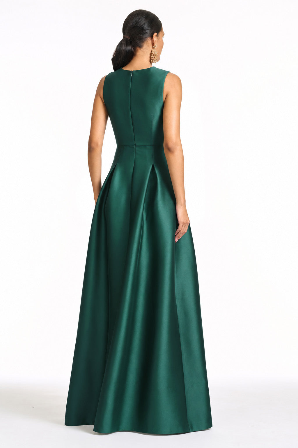 Brooklynne green embroidered mikado ball gown
