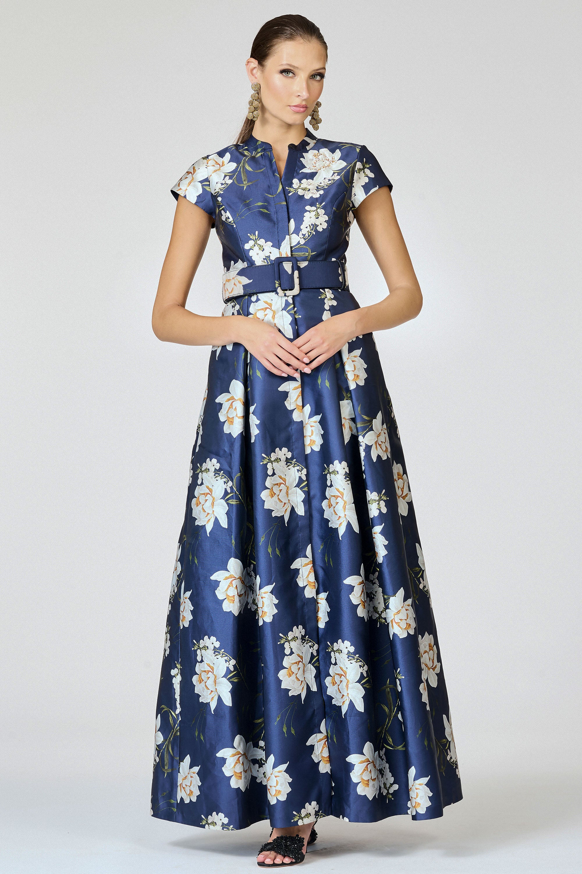 EMBELLISHED MARTA GOWN - NAVY NARCISSUS