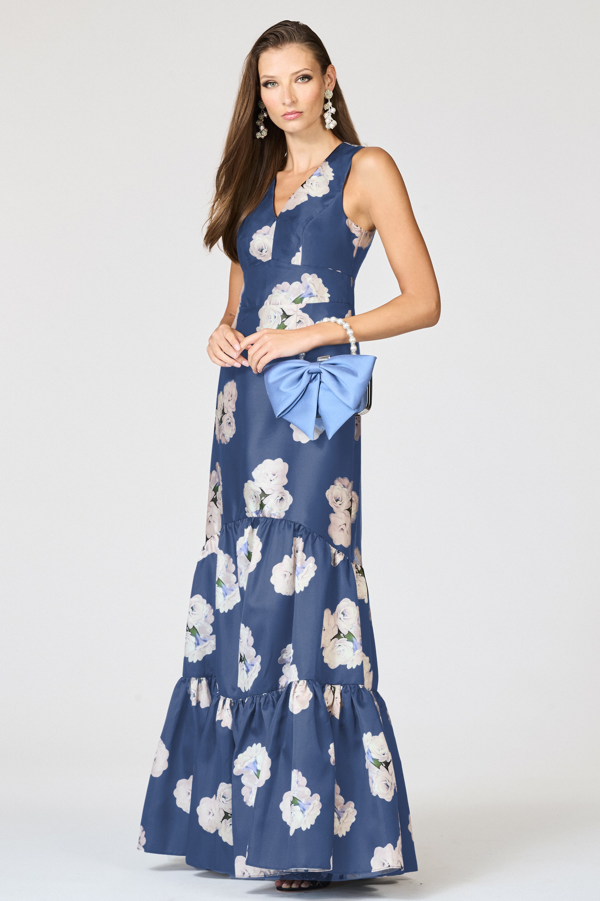 RORI GOWN - STEEL BLUE CORSAGE