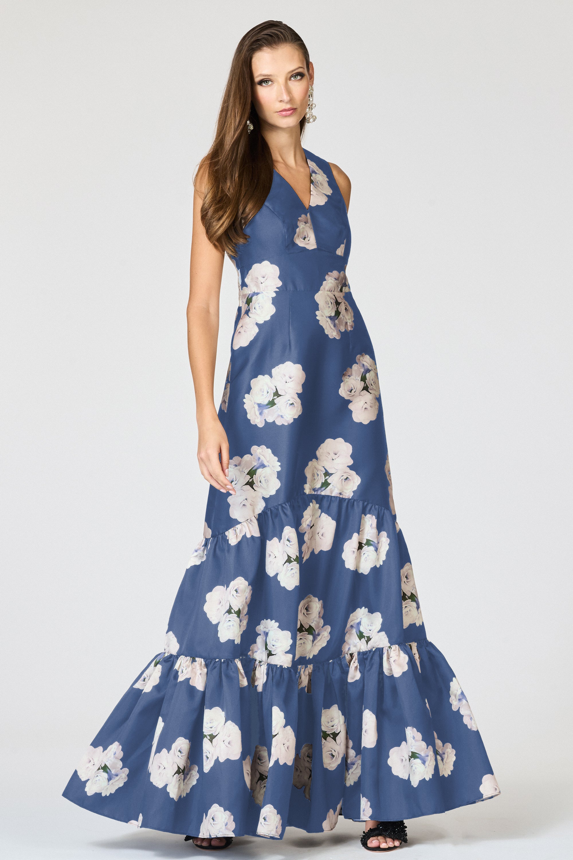 RORI GOWN - STEEL BLUE CORSAGE