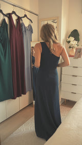 Cece 4-Way Stretch Crepe Gown - Navy - Final Sale