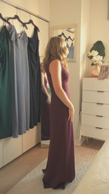 Loretta 4-Way Stretch Crepe Gown - Slate Blue
