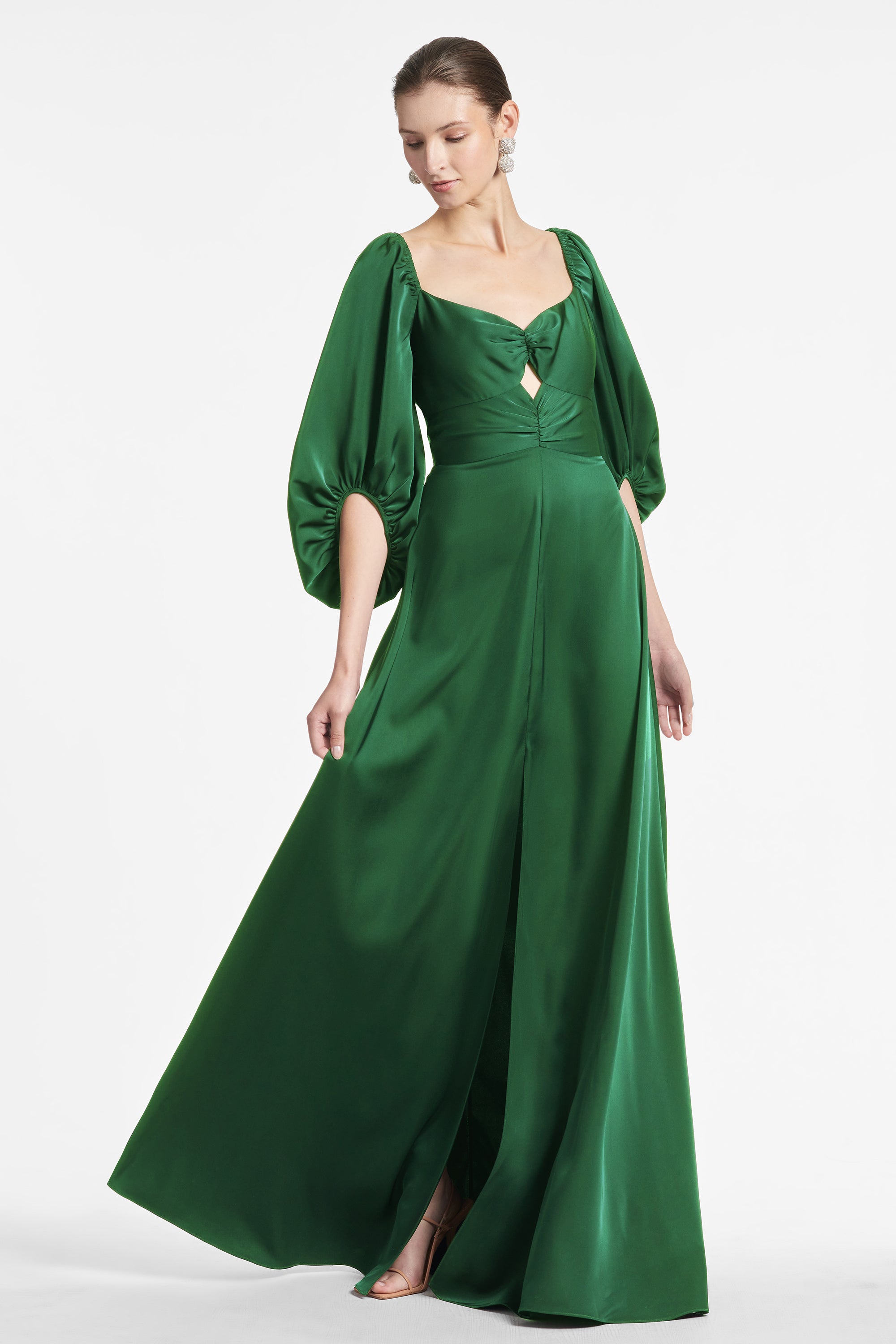 Irina Satin Maxi Gown (Emerald)