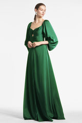 Angelina Charmeuse Gown - Emerald - Final Sale