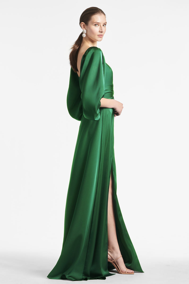 Angelina Charmeuse Gown - Emerald - Final Sale