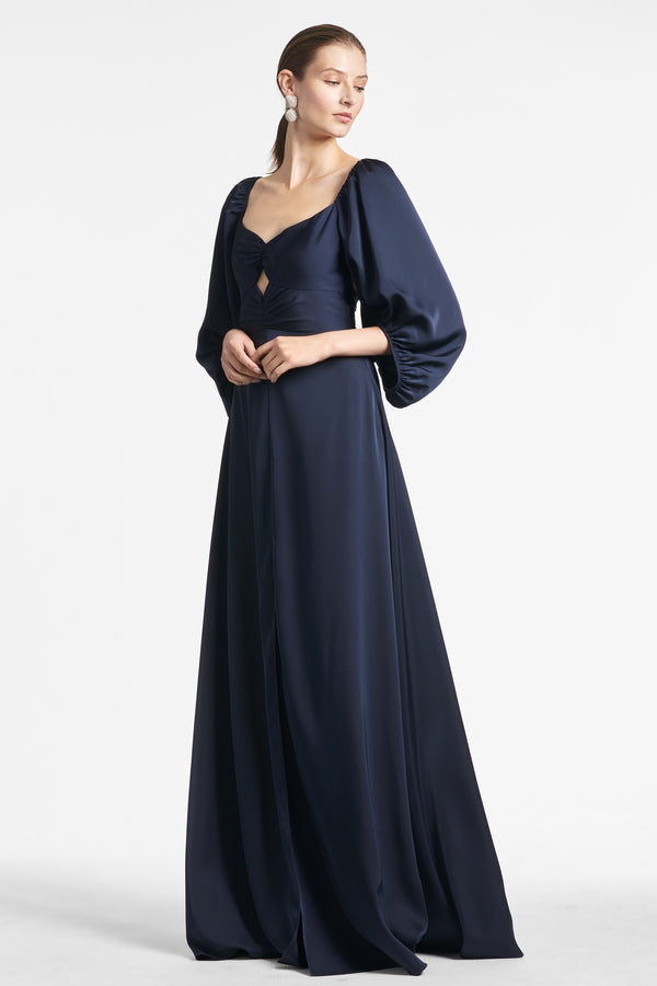 Angelina Charmeuse Gown - Navy - Final Sale