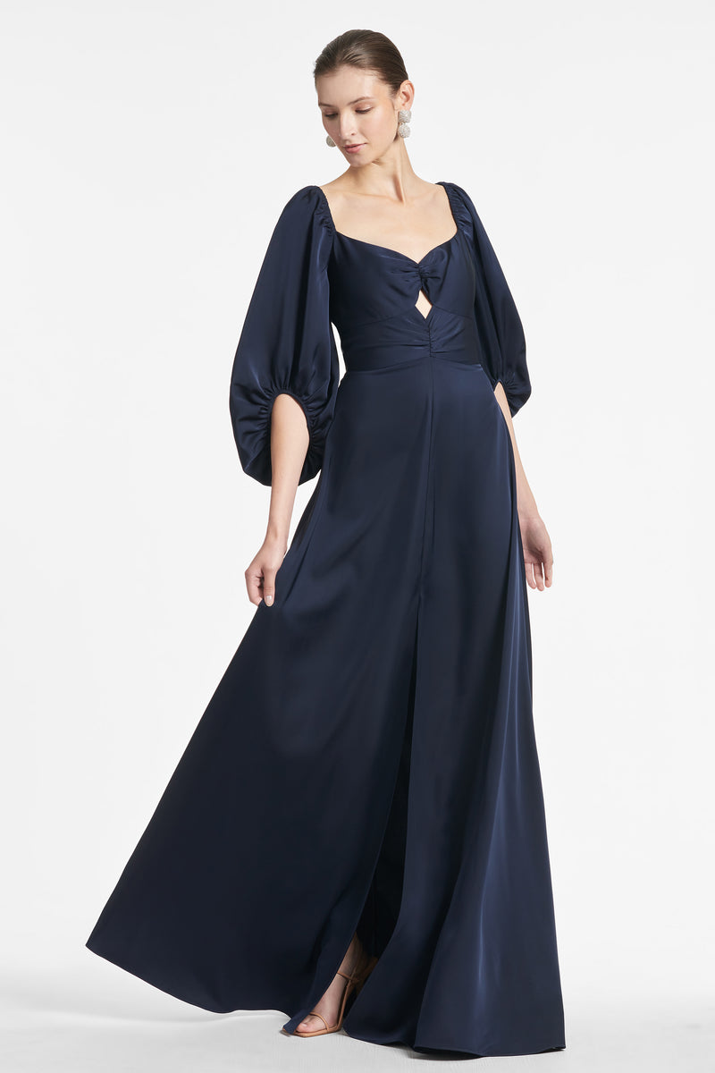 Angelina Charmeuse Gown - Navy - Final Sale