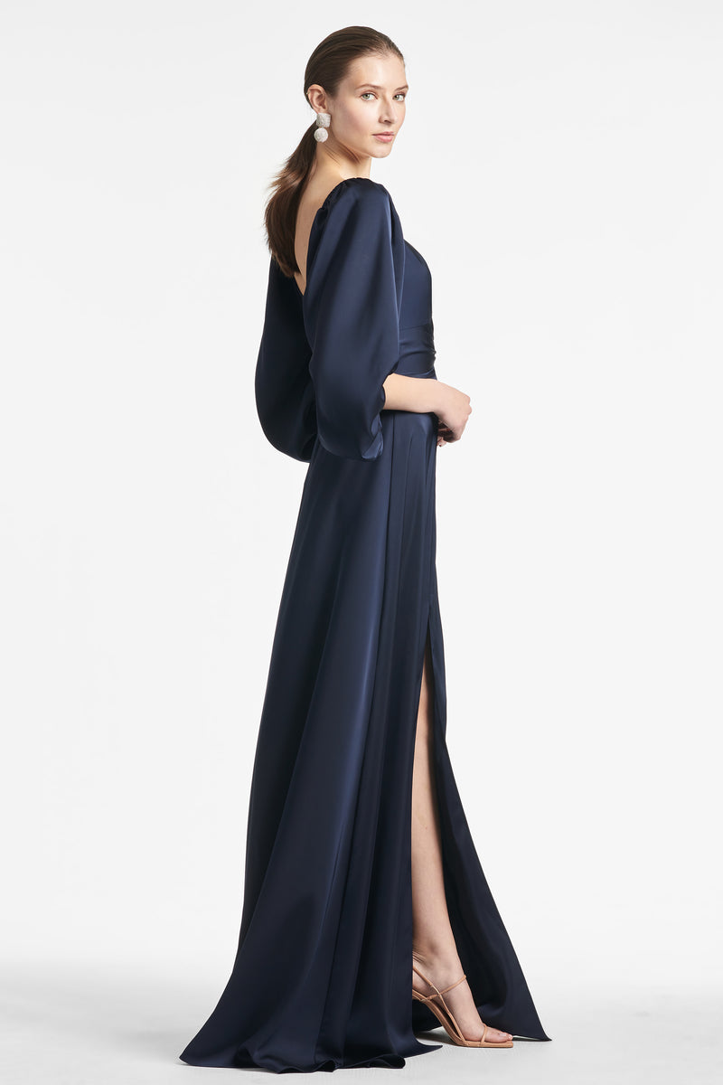 Angelina Charmeuse Gown - Navy - Final Sale