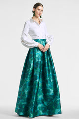 Ava Skirt - Emerald Watercolor Floral