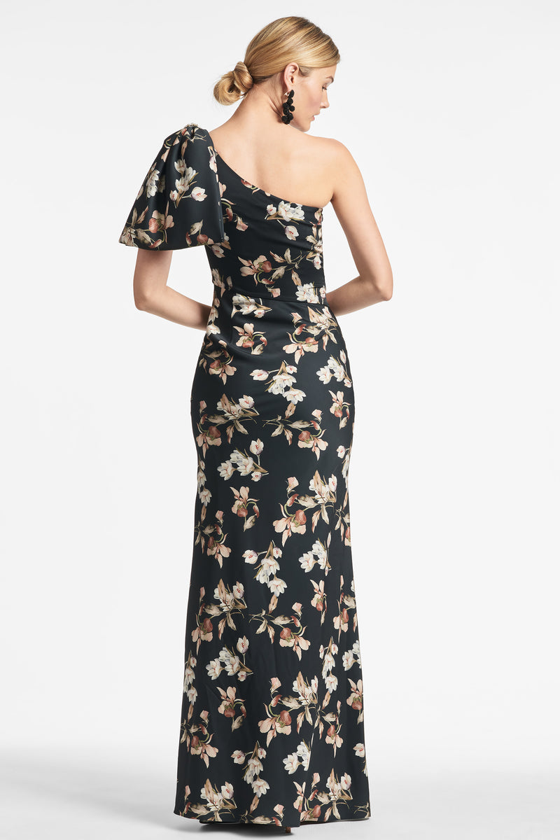 Aubrey Gown in Black Venetia Petal - Sachin & Babi