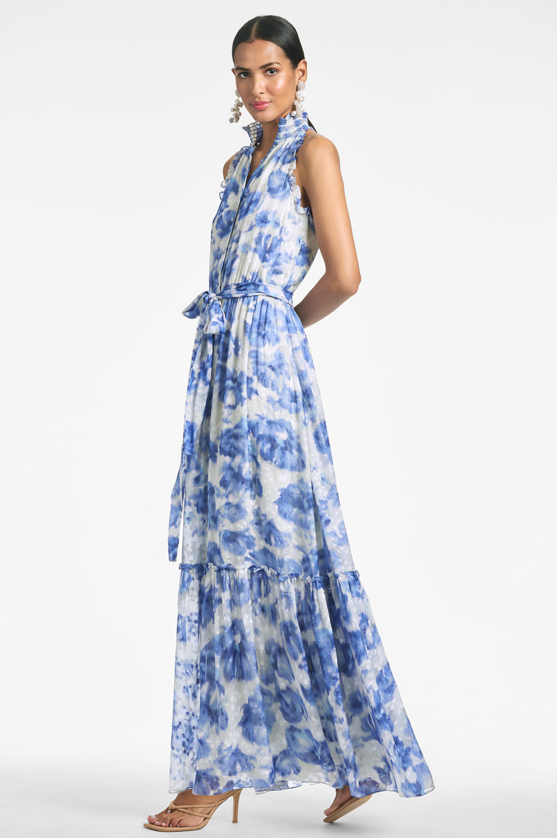 Blair Dress - Azure Watercolor Floral - Final Sale