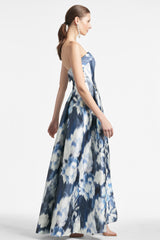 Brielle Gown - Blue Ikat Floral