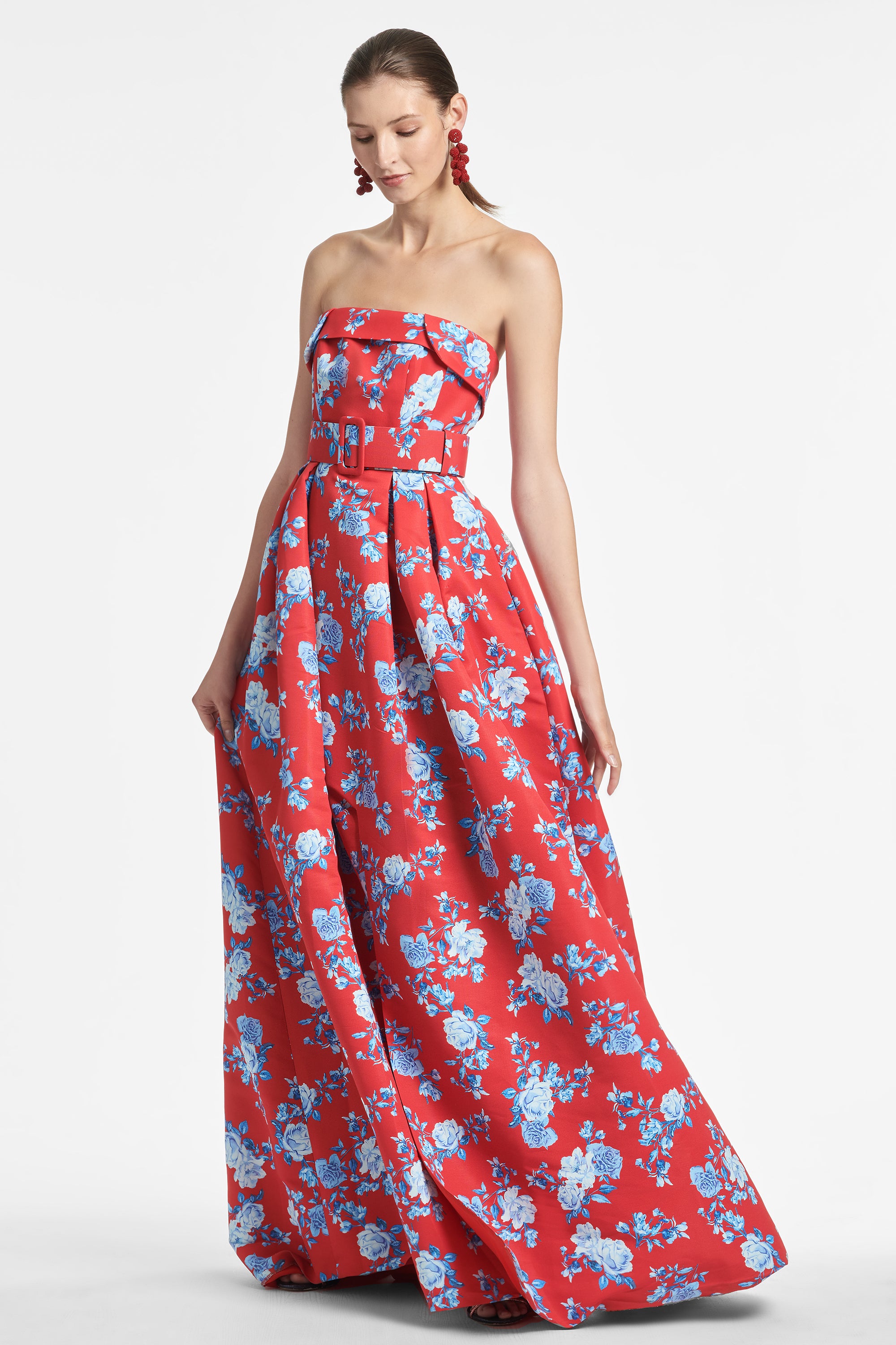 Brielle Gown - Red & Blue Floral - Final Sale