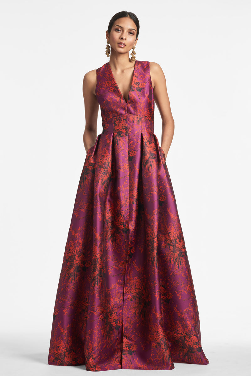 Brooke Gown in Raspberry Bouquet Multi - Sachin & Babi