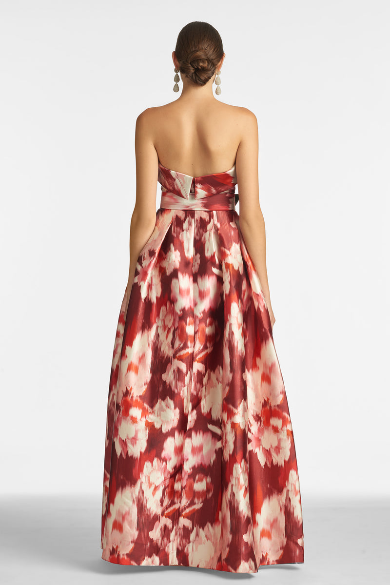 Brielle Gown - Red Ikat Floral