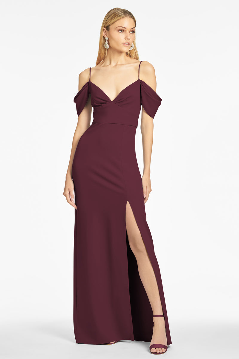 Brittany 4-Way Stretch Crepe Gown - Deep Wine