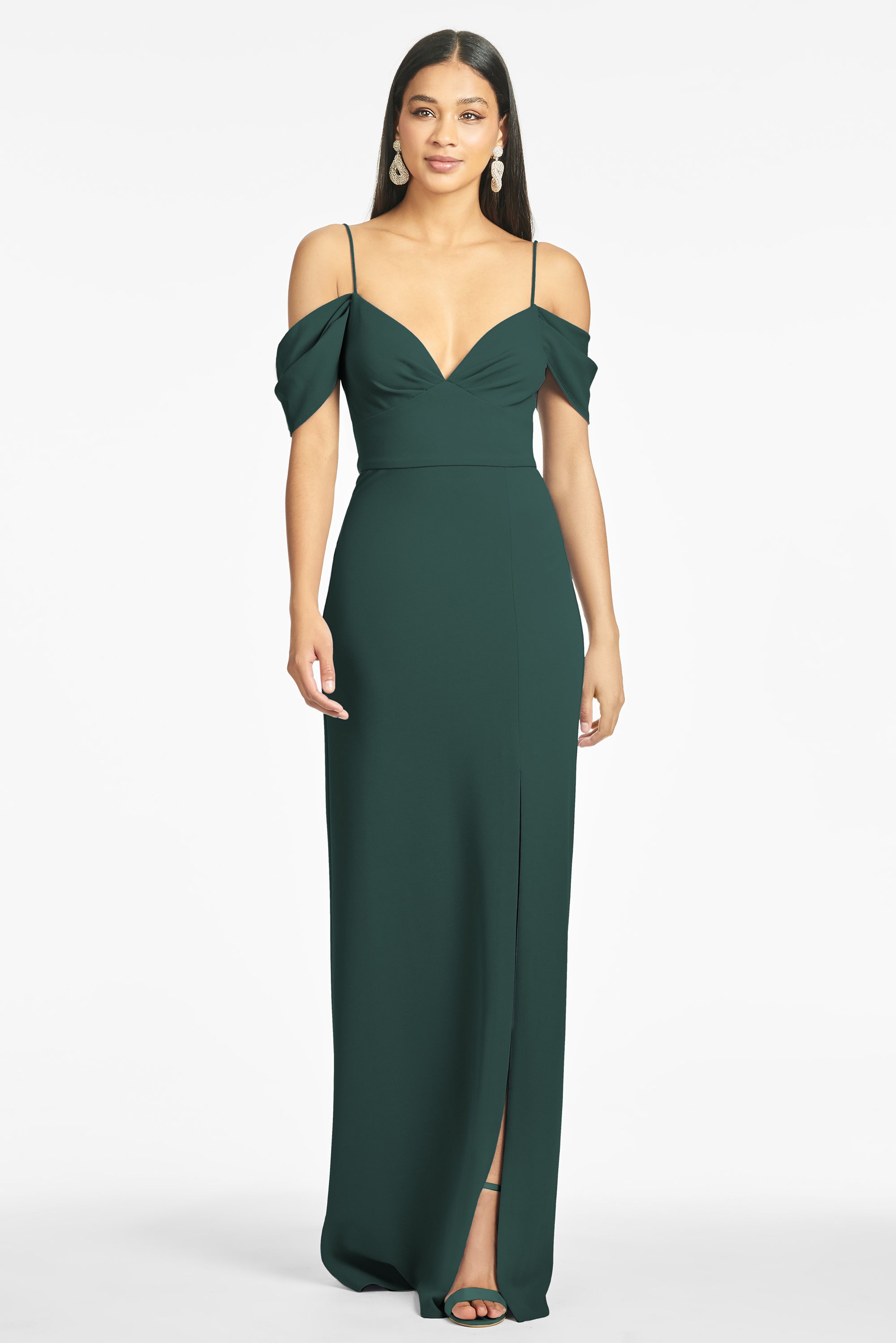 Brittany 4-Way Stretch Crepe Gown in Emerald - Sachin & Babi