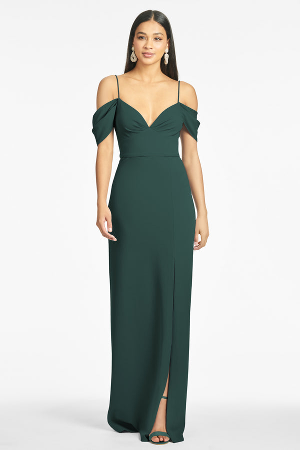 Brittany 4-Way Stretch Crepe Gown - Emerald