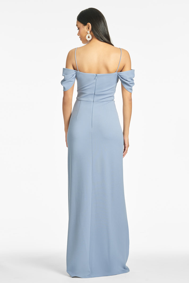 Brittany 4-Way Stretch Crepe Gown - Slate Blue