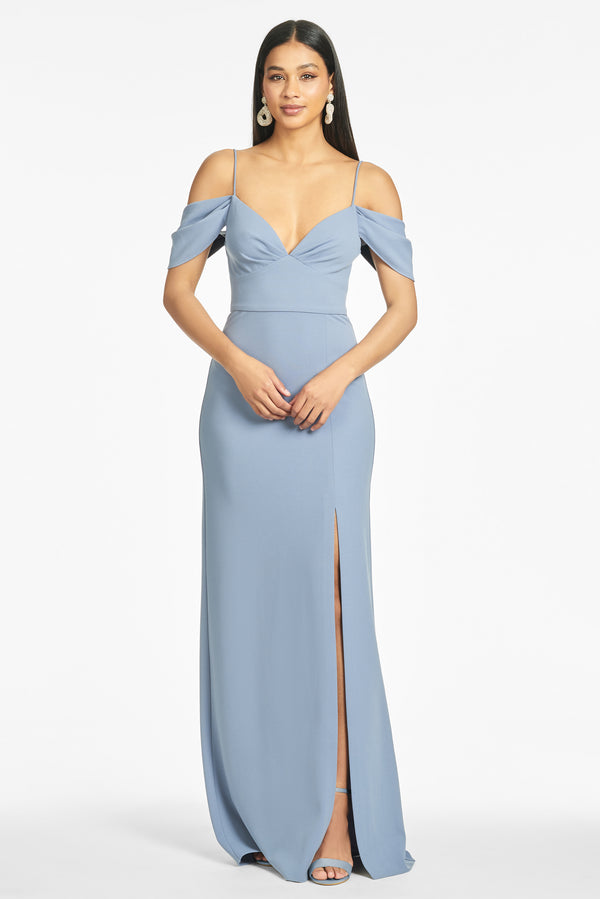 Brittany 4-Way Stretch Crepe Gown - Slate Blue