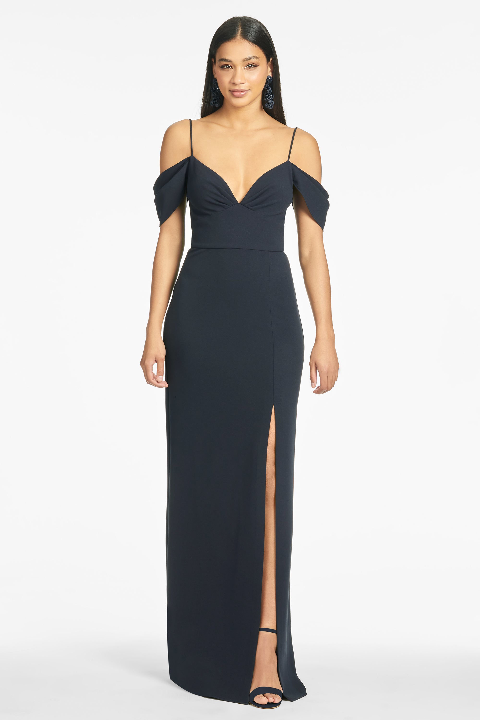 Brittany 4-Way Stretch Crepe Gown in Navy - Sachin & Babi