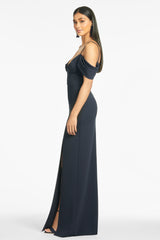 Brittany 4-Way Stretch Crepe Gown  - Navy
