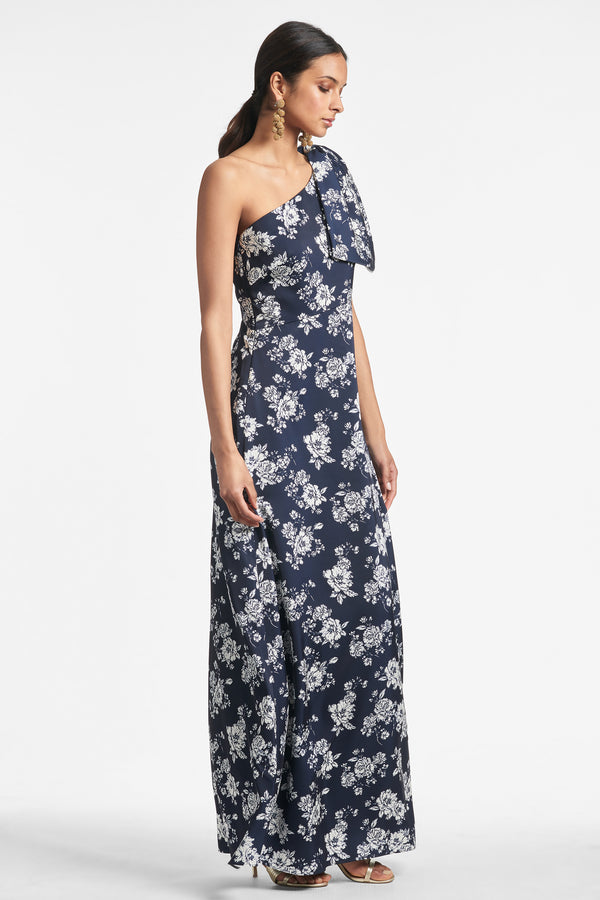 Chelsea Gown - Navy & Ivory Peony
