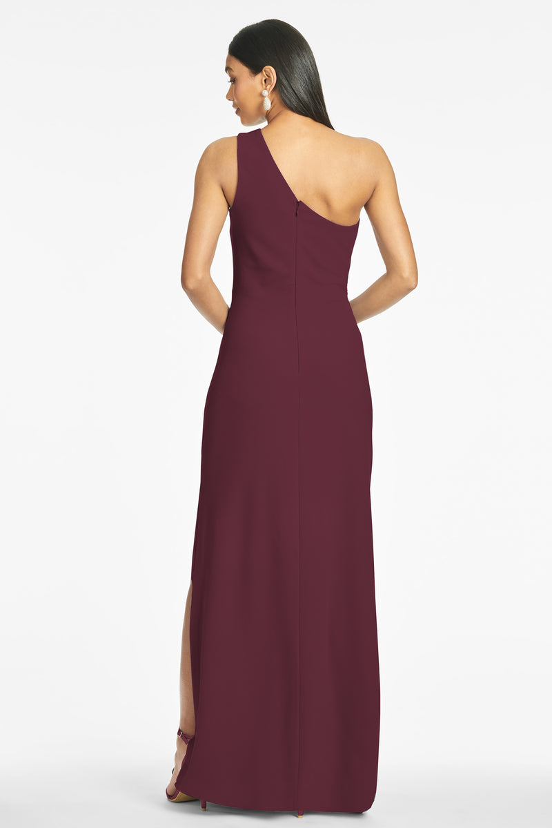 Cece 4-Way Stretch Crepe Gown  - Deep Wine