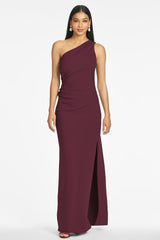Cece 4-Way Stretch Crepe Gown  - Deep Wine