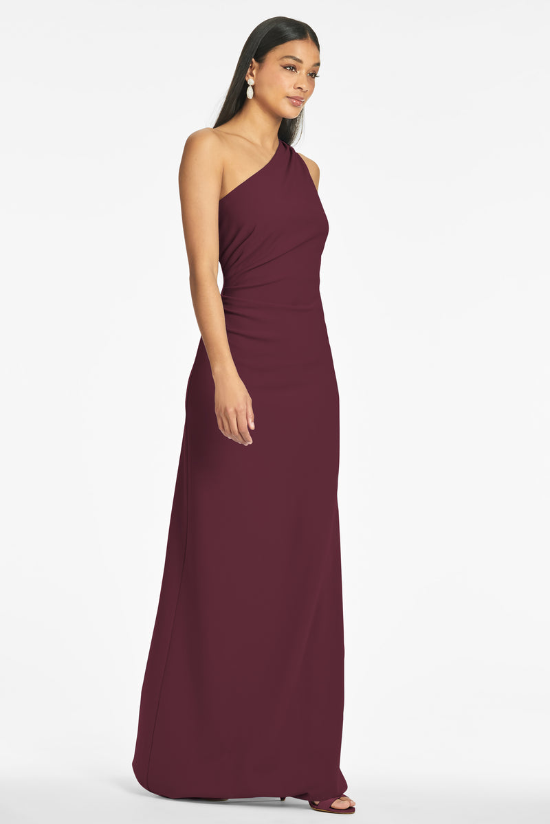 Cece 4-Way Stretch Crepe Gown  - Deep Wine