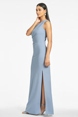 Cece 4-Way Stretch Crepe Gown - Slate Blue