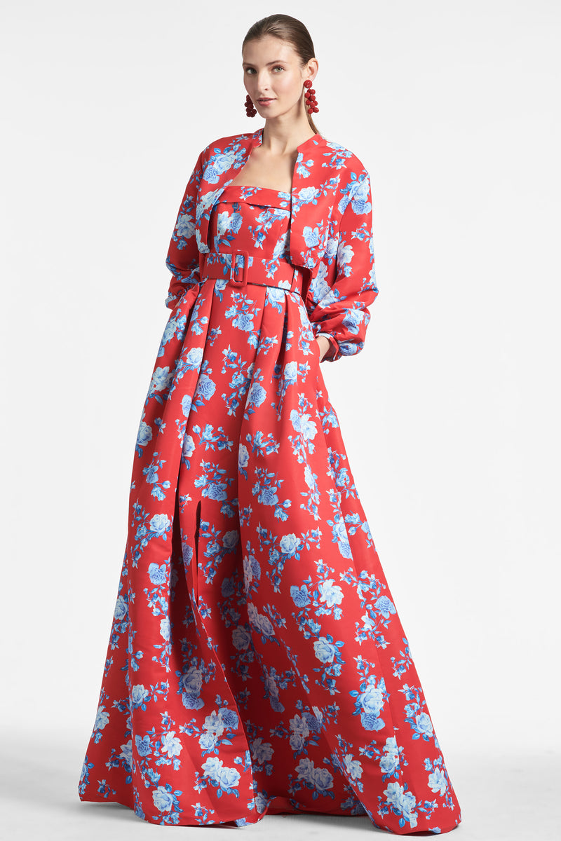 Brielle Gown - Red & Blue Floral - Final Sale