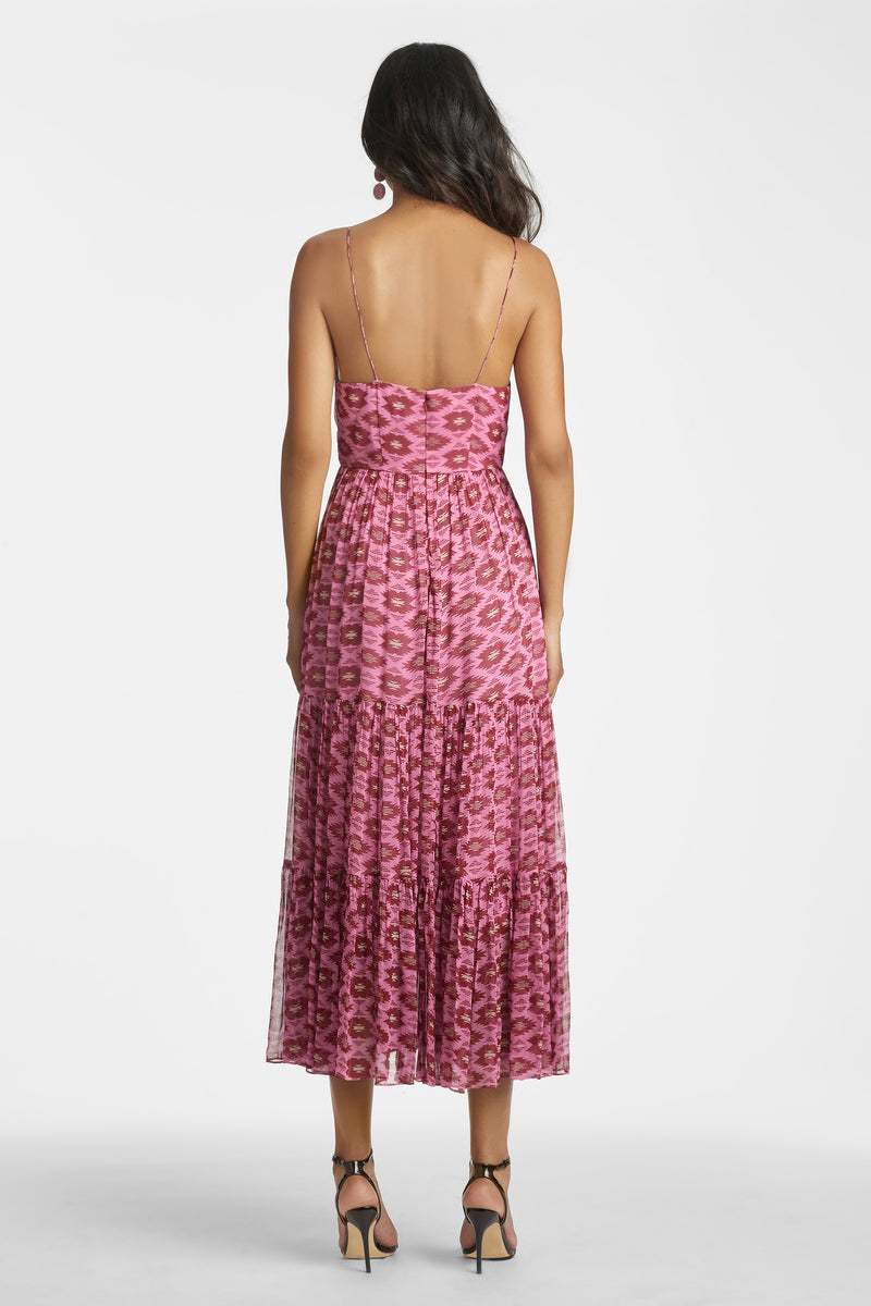Dalia Dress - Aztec Motifs Pink Burgundy - Final Sale