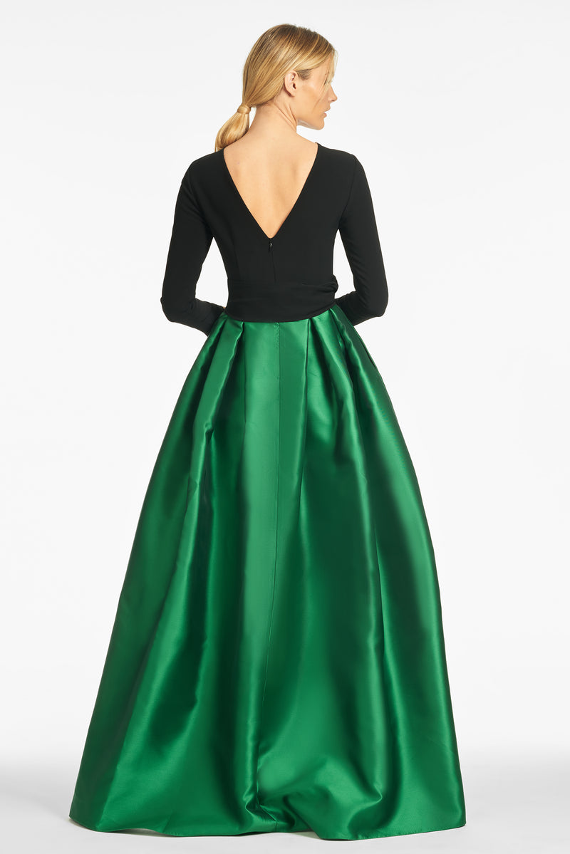 Desdemona Gown - Black/Emerald