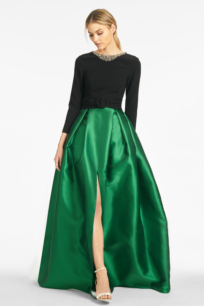 Desdemona Gown - Black/Emerald